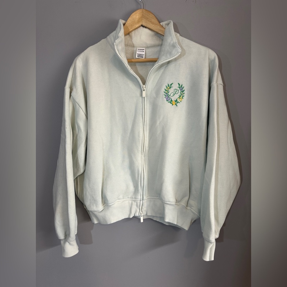 VS PINK Full Zip Mockneck Sweatshirt Monogram P Crest Womens Size‎ Small Jacket